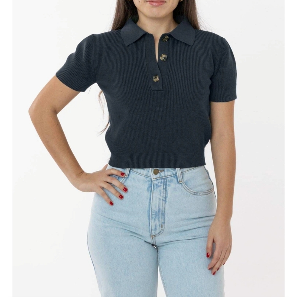 Cropped Knit Polo